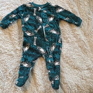 NFL Philadelphia Eagles Teal, Black and White Baby Footed One-Piece